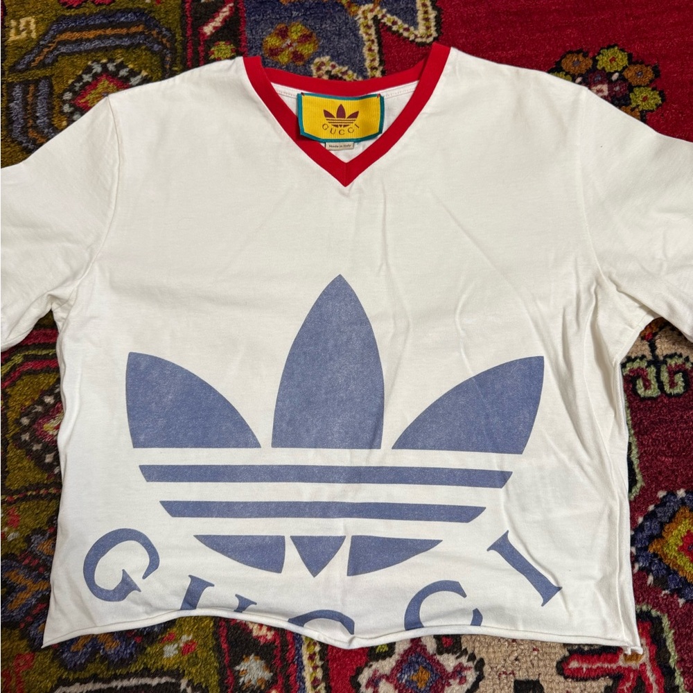 Gucci White and Blue Logo T-Shirt